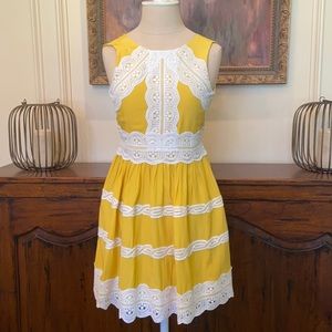 Yellow Girls Dress With White Lace